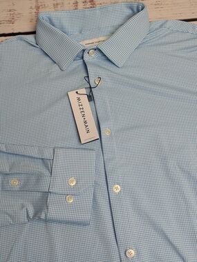 NWT Mizzen+Main Shirt Spinnaker Performance Trim Dress Mens Sz XXL Blue Gingham